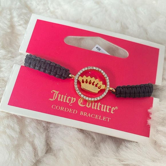 Juicy Couture Black Rope Gold Tone Crown Friendship Adjustable Bracelet NWT - Picture 9 of 11